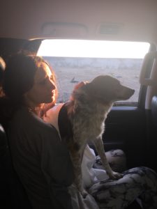 Elizabeth Shafiroff in car with rescue dog, Martina