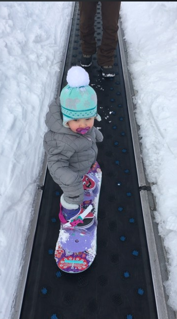 14-month-old snowboarder