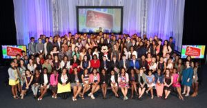 Disney Dreamers Academy Class of 2016 Disney Dreamers join (behind Mickey Mouse L-R) Mikki Taylor, editor-at-large for Essence Magazine, Michelle Ebanks, president of Essence Communications, Inc., radio and TV personality Steve Harvey, Tracey D. Powell, executive champion of Disney Dreamers Academy, and Mickey Mouse on March 6, 2016 to celebrate the commencement of the ninth Disney Dreamers Academy with Steve Harvey and Essence Magazine at Walt Disney World Resort in Lake Buena Vista, Fla. The annual event is a career-inspiration program for distinguished high school students from across the U.S. (Gregg Newton, photographer) (PRNewsFoto/Walt Disney Parks and Resorts)