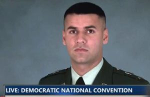 Captain Humayun Khan died heroically in Iraq. (Screenshot from DNC live feed) (Heavy.com)