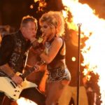 Metallica’s James Hetfield and Lady Gaga perform “Moth into Flame” at the 59th Annual Grammy Awards in Los Angeles