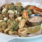 Fried calamari with vegetables