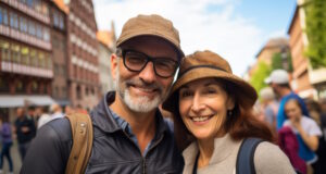 https://www.vecteezy.com/photo/34878136-ai-generated-senior-tourist-couple-smiling-on-the-street-while-taking-a-walk-in-the-city-center
